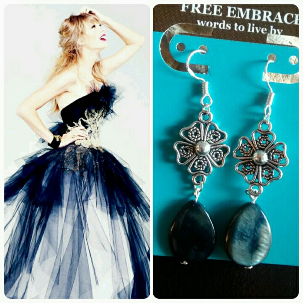 Blue irridescent shell earrings